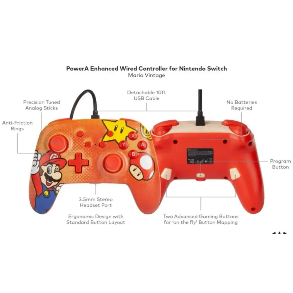 Super Mario Bros PowerA Enhanced Wired Controller Nintendo Switch Vintage New